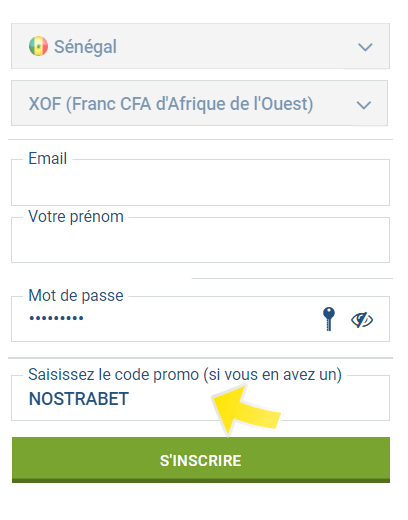 Code bonus pour 1xBet.sn