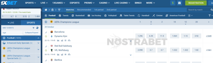 1xbet football bets