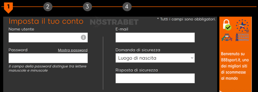 Registrazione 888sport