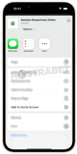 bet365 iOS Brasil - adicionar à tela inicial