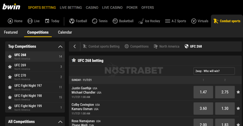 bwin ufc betting