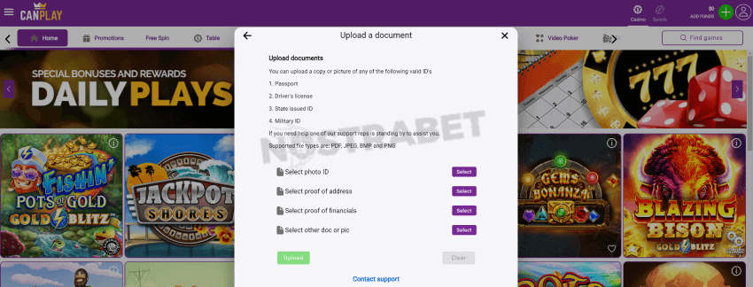 canplay casino verification