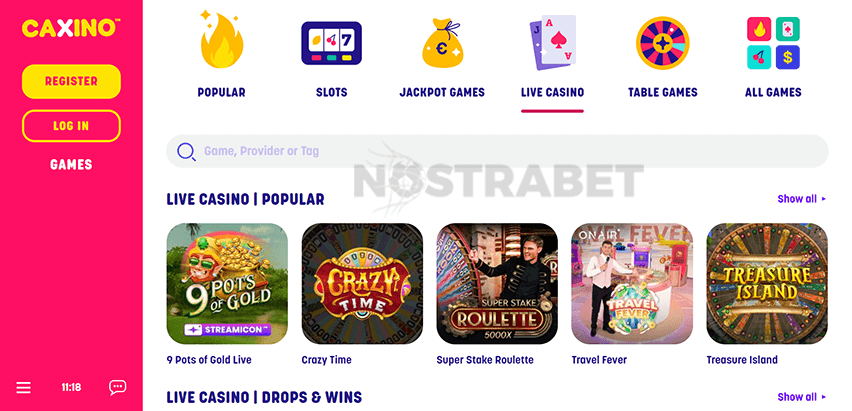 Caxino Live Casino Games