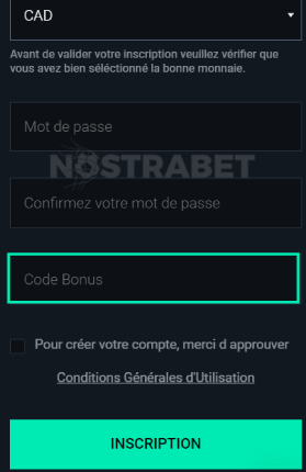 Code bonus cbet Canada entrer