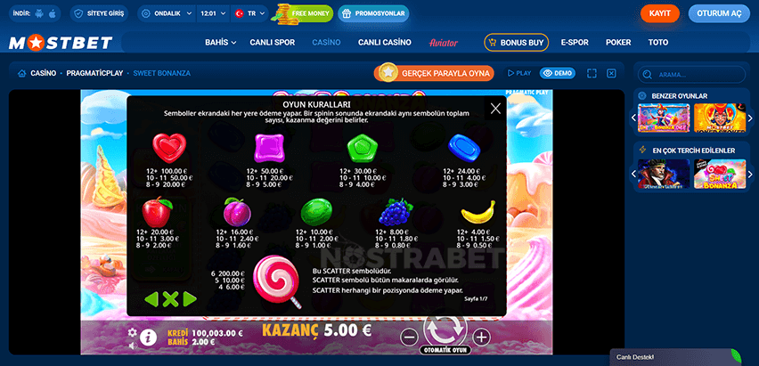 Mostbet Sweet Bonanza Kurallar?