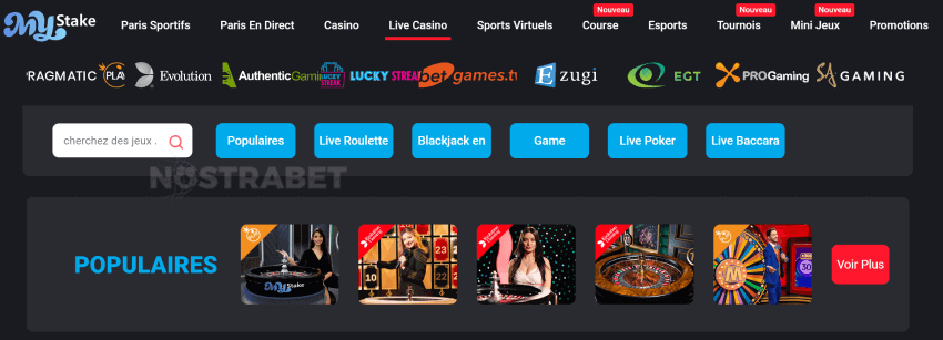 Casino MyStake en direct