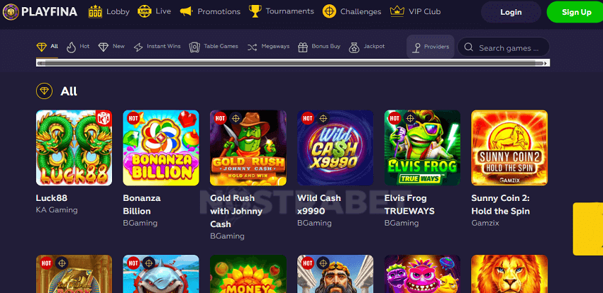 playfina casino games