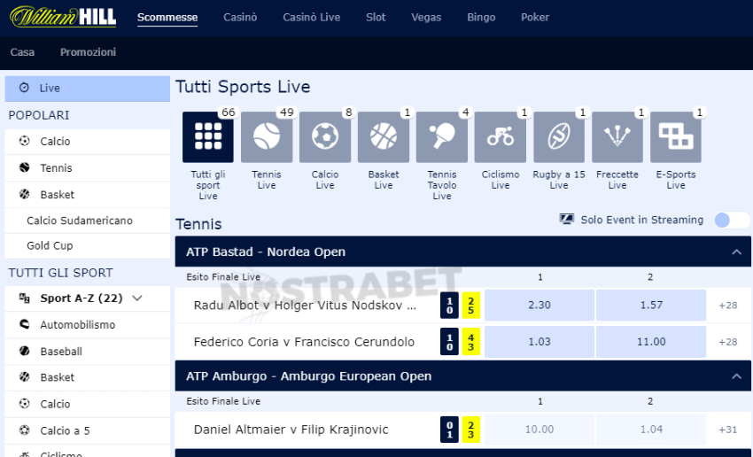 William Hill scommesse live